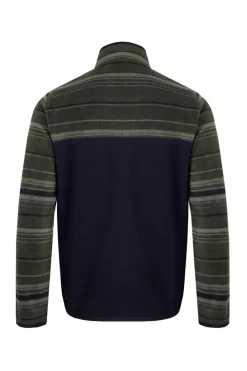 Weird Fish Fleece|Gilbert 1/4 Zip Striped Microfleece Fir Green