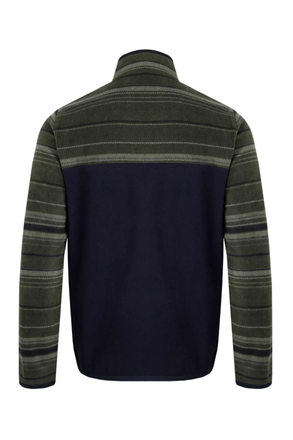 Weird Fish Fleece|Gilbert 1/4 Zip Striped Microfleece Fir Green