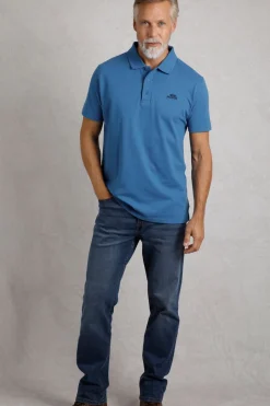 Weird Fish Polo & Rugby Shirts|Giles Pique Polo Blue Sapphire