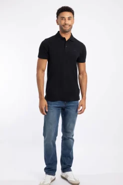 Weird Fish Polo & Rugby Shirts|Giles Pique Polo Shirt Black