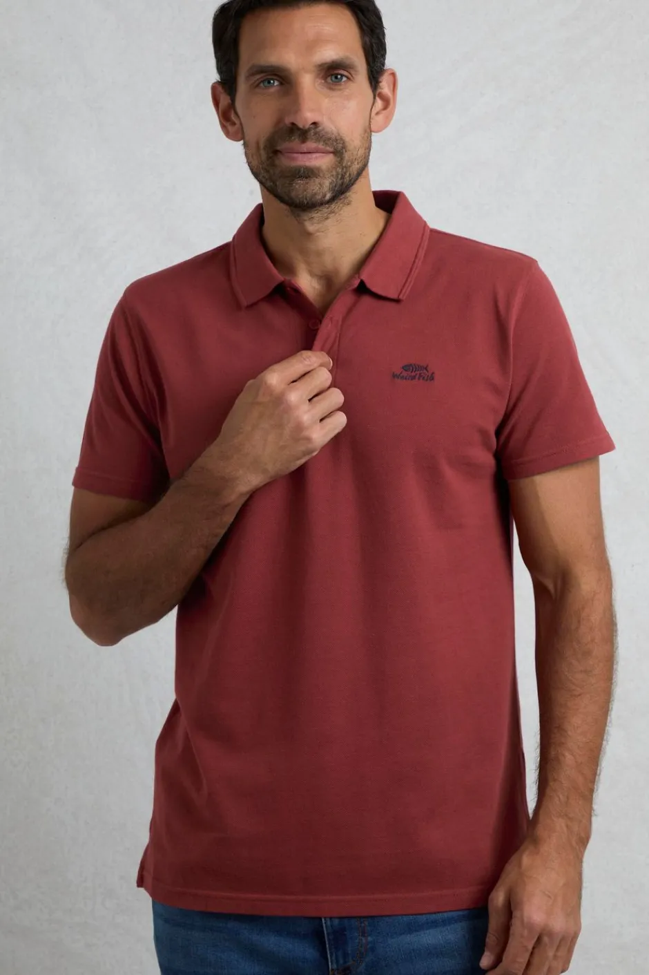 Weird Fish Polo & Rugby Shirts|Giles Pique Polo Shirt Foxberry