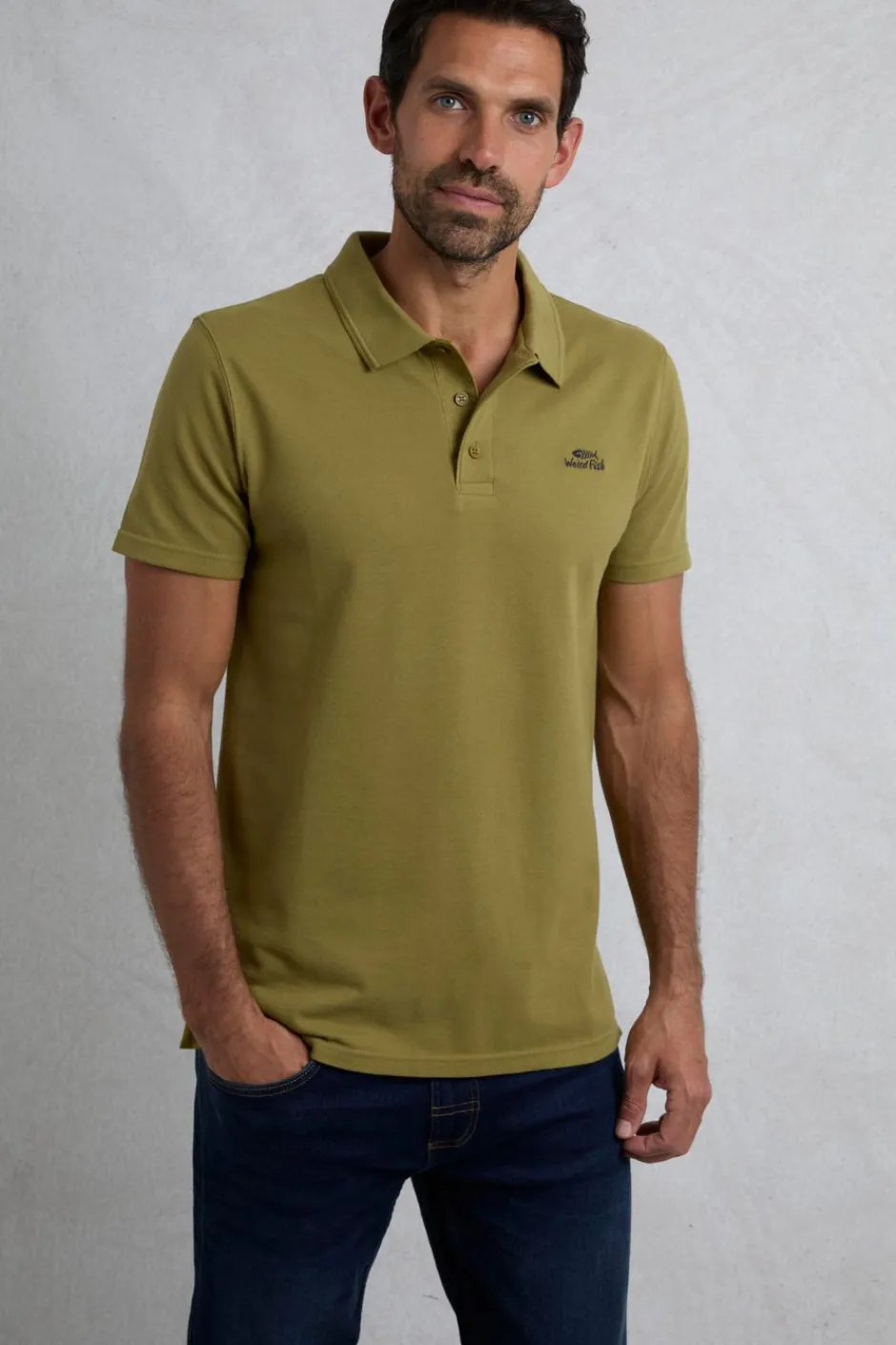 Weird Fish Polo & Rugby Shirts|Giles Pique Polo Shirt Pear