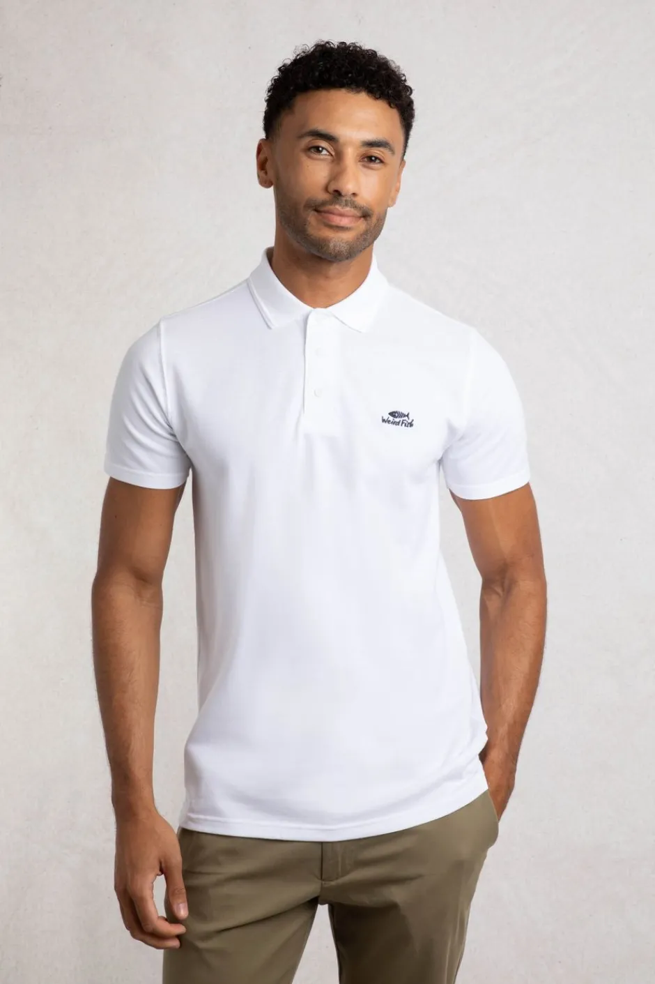 Weird Fish Polo & Rugby Shirts|Giles Pique Polo Shirt White