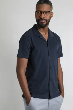 Weird Fish Shirts|Grafton Organic Cotton Soft Jersey Shirt Navy