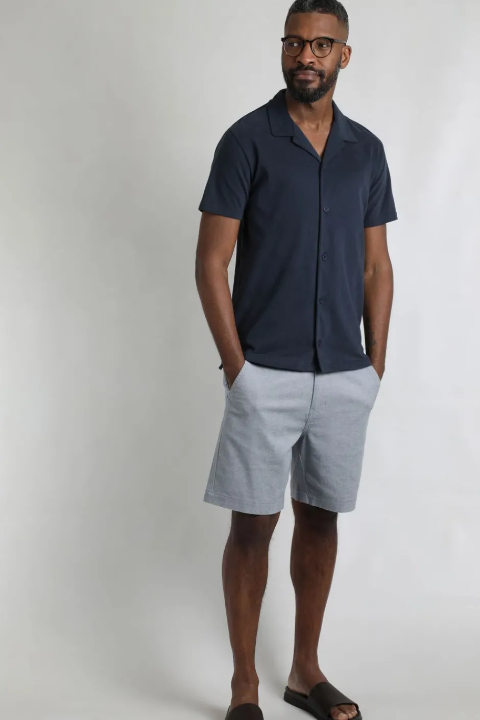 Weird Fish Shirts|Grafton Organic Cotton Soft Jersey Shirt Navy