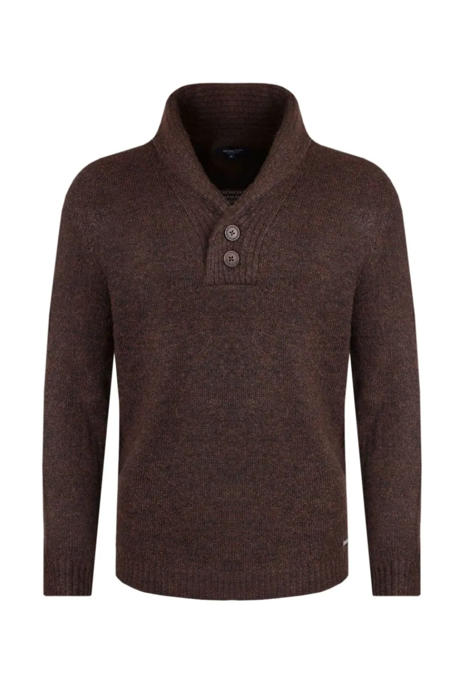 Weird Fish Jumpers & Knitwear|Graham Eco Shawl Collar Jumper Chocolate
