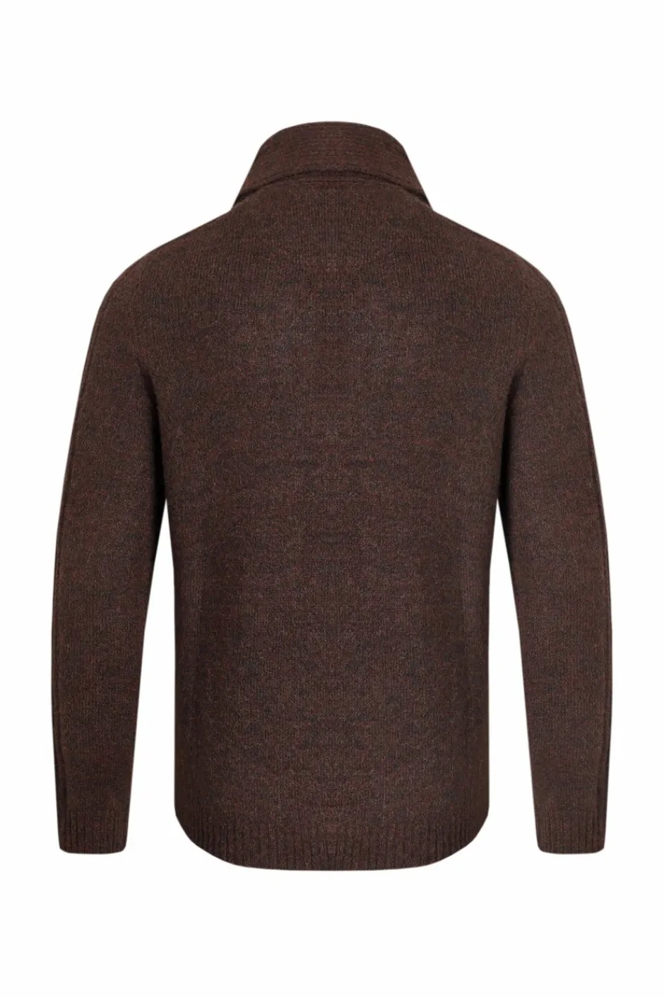 Weird Fish Jumpers & Knitwear|Graham Eco Shawl Collar Jumper Chocolate