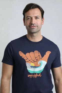 Weird Fish T-Shirts|Hang Loose Eco Graphic T-Shirt Dark Blue