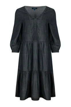 Weird Fish Dresses|Hannah Tiered Tencel™ Dress Charcoal