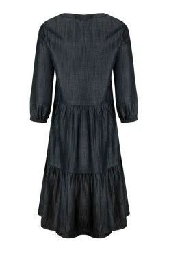Weird Fish Dresses|Hannah Tiered Tencel™ Dress Charcoal