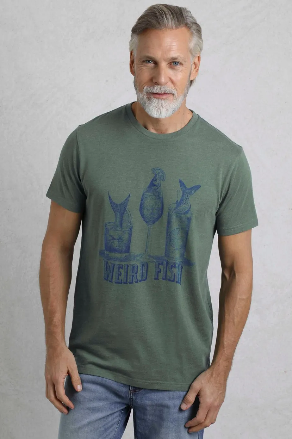 Weird Fish T-Shirts|Happy Hour Front Print Graphic T-Shirt Dusky Green