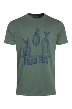 Weird Fish T-Shirts|Happy Hour Front Print Graphic T-Shirt Dusky Green