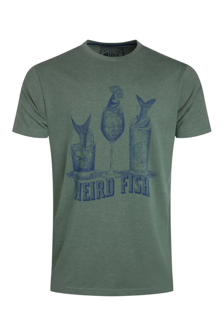 Weird Fish T-Shirts|Happy Hour Front Print Graphic T-Shirt Dusky Green