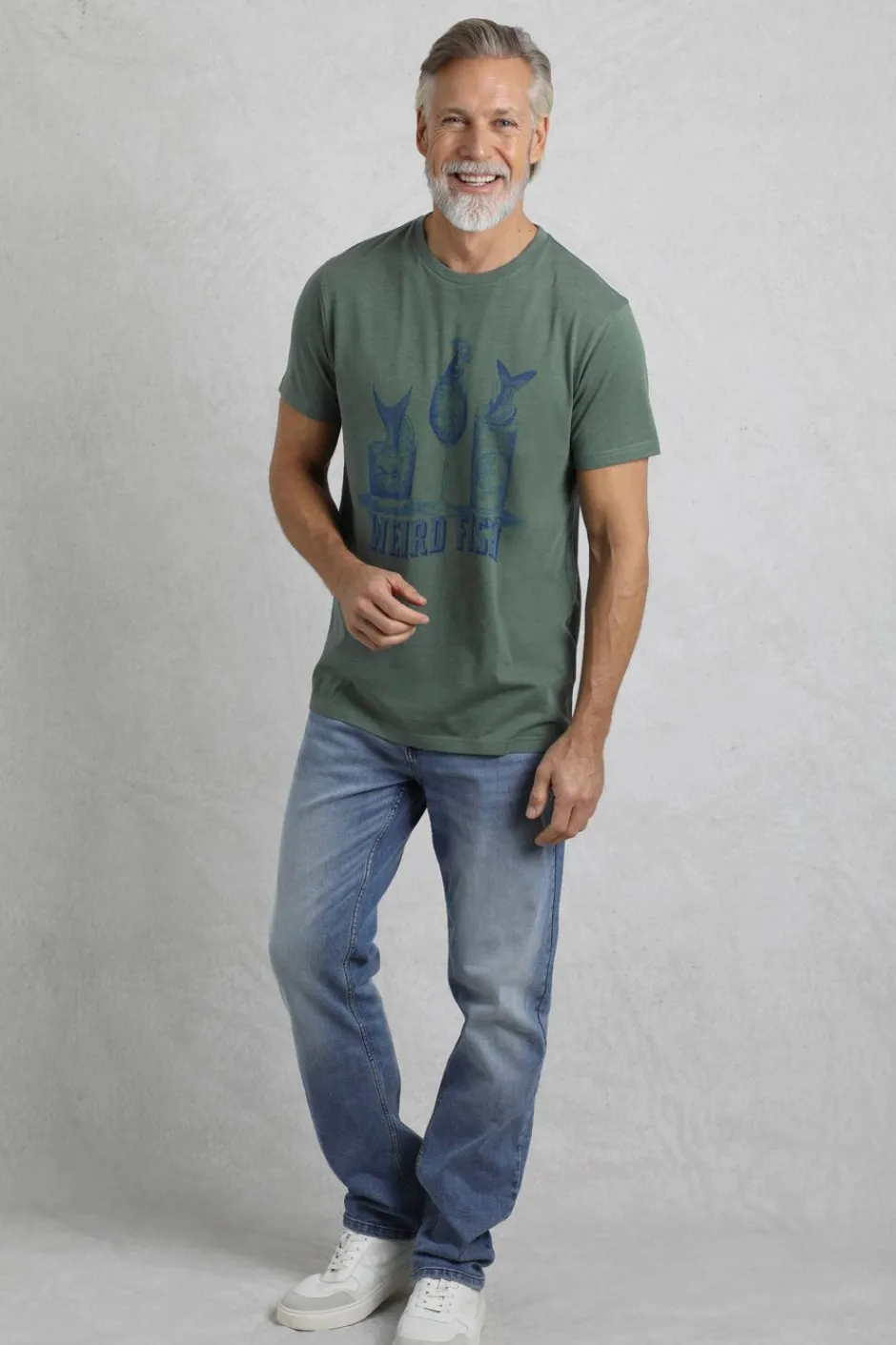 Weird Fish T-Shirts|Happy Hour Front Print Graphic T-Shirt Dusky Green