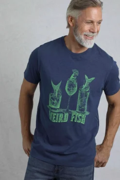 Weird Fish T-Shirts|Happy Hour Front Print Graphic T-Shirt Estate blue