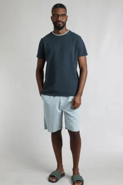 Weird Fish T-Shirts|Harris Organic Cotton Textured Crew Neck T-Shirt Navy Blue