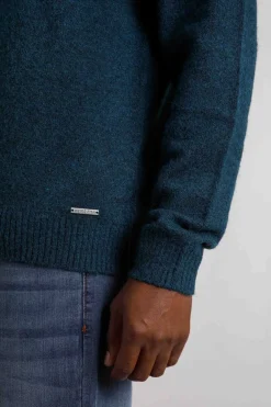 Weird Fish Jumpers & Knitwear|Helmsdale Eco 1/4 Zip Jumper Petrol Blue
