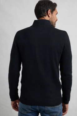 Weird Fish Jumpers & Knitwear|Helmsdale Eco 1/4 Zip Jumper Black