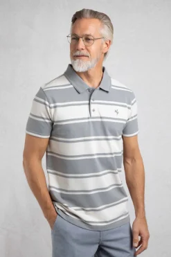Weird Fish Polo & Rugby Shirts|Henry Striped Pique Polo Shirt Limestone
