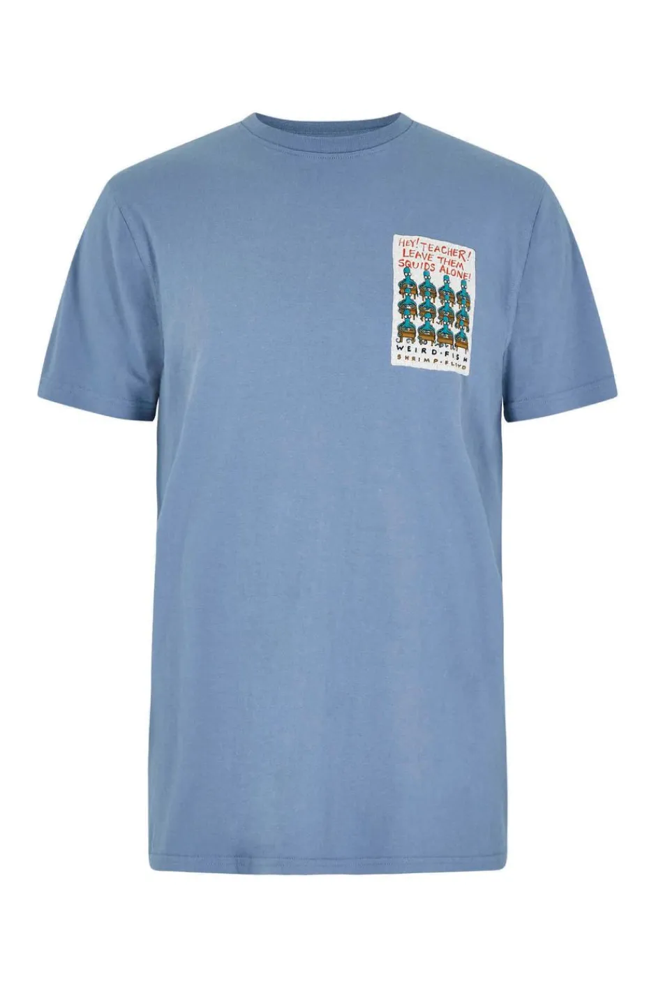 Weird Fish T-Shirts|Hey Teacher Back Print Artist T-Shirt Mid Blue
