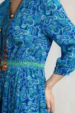 Weird Fish Dresses|Himanshee Lenzing EcoVero™ Printed Viscose Maxi Dress Sea Green