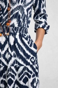 Weird Fish Dresses|Himanshee Lenzing EcoVero™ Printed Viscose Maxi Dress Indigo