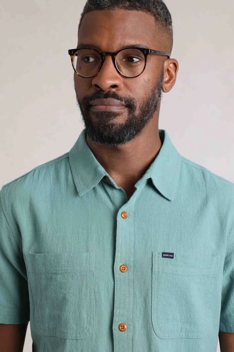 Weird Fish Shirts|Linen|Hinton Organic Cotton and Linen Crepe Shirt Mineral Blue