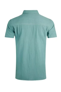 Weird Fish Shirts|Linen|Hinton Organic Cotton and Linen Crepe Shirt Mineral Blue