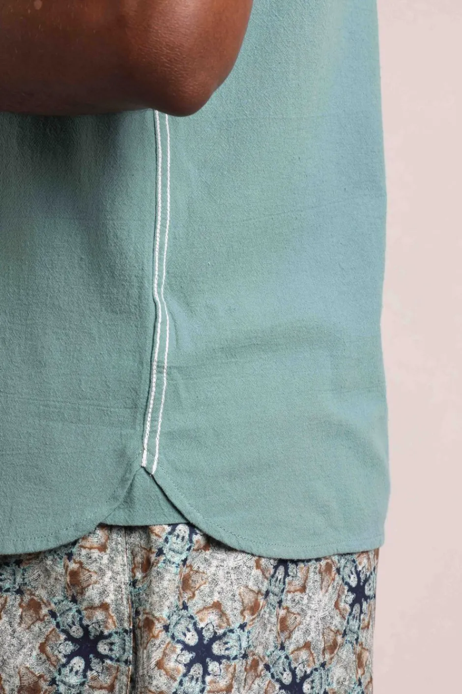 Weird Fish Shirts|Linen|Hinton Organic Cotton and Linen Crepe Shirt Mineral Blue