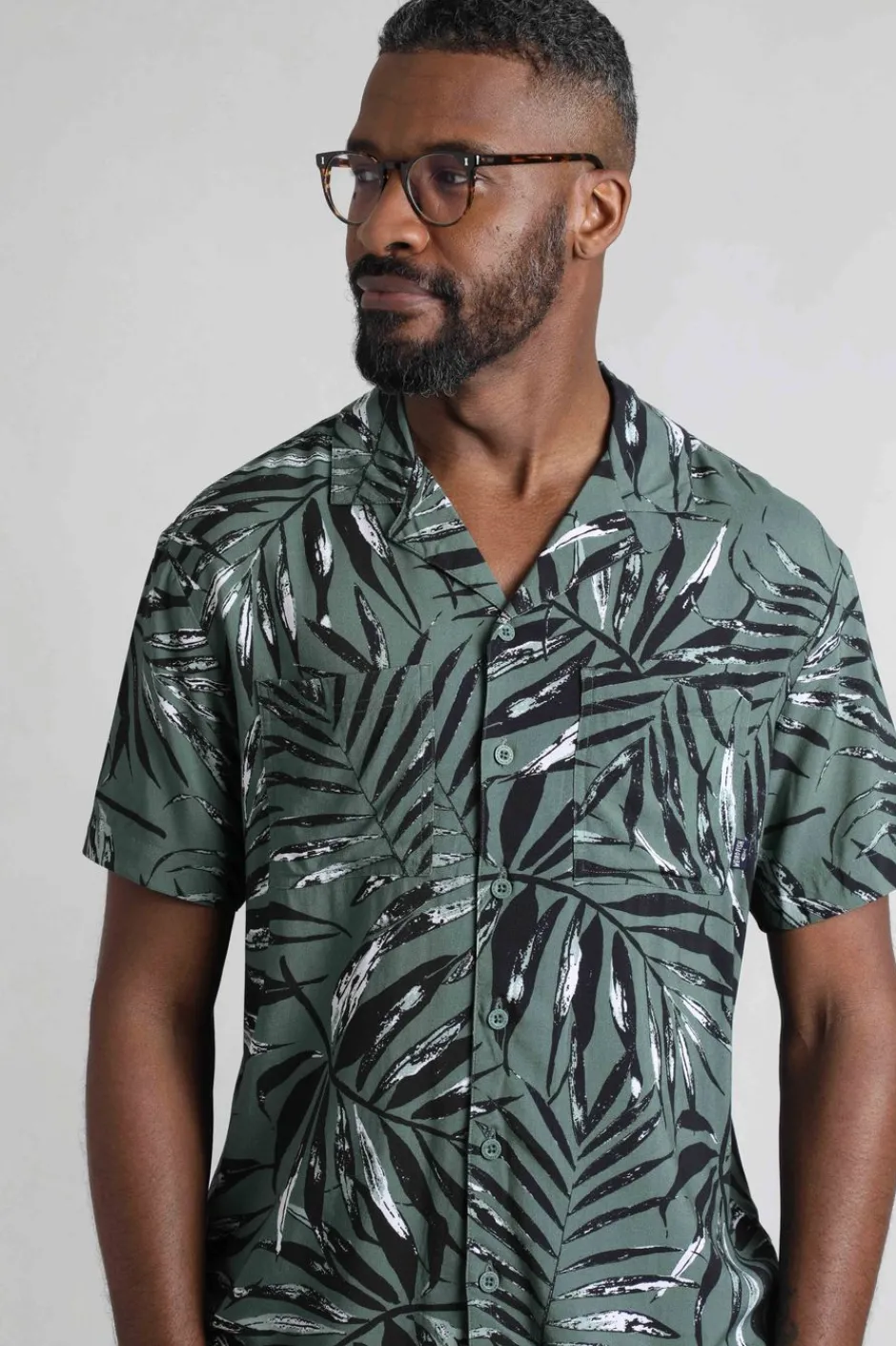 Weird Fish Shirts|Holborn Eco Viscose Hawaiian Shirt Army Green