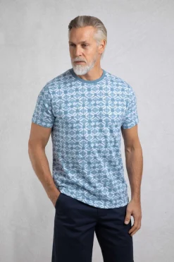 Weird Fish T-Shirts|Howes Organic Cotton Printed T-Shirt Faded Denim