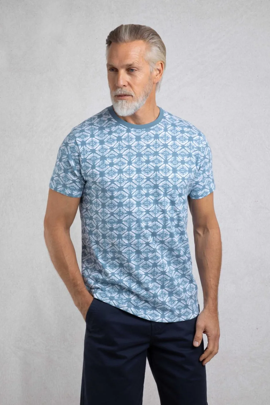 Weird Fish T-Shirts|Howes Organic Cotton Printed T-Shirt Faded Denim