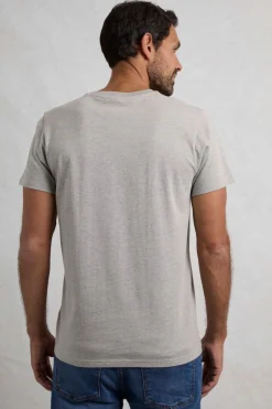 Weird Fish T-Shirts|Hudson Organic Cotton Front Print Branded T-Shirt Grey Marl