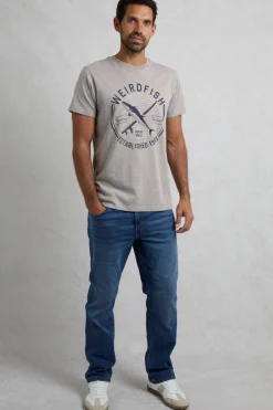 Weird Fish T-Shirts|Hudson Organic Cotton Front Print Branded T-Shirt Grey Marl