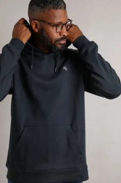 Weird Fish Sweatshirts & Hoodies|Hugo Eco Branded Popover Hoodie Navy