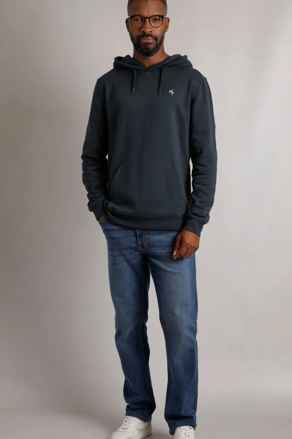 Weird Fish Sweatshirts & Hoodies|Hugo Eco Branded Popover Hoodie Navy