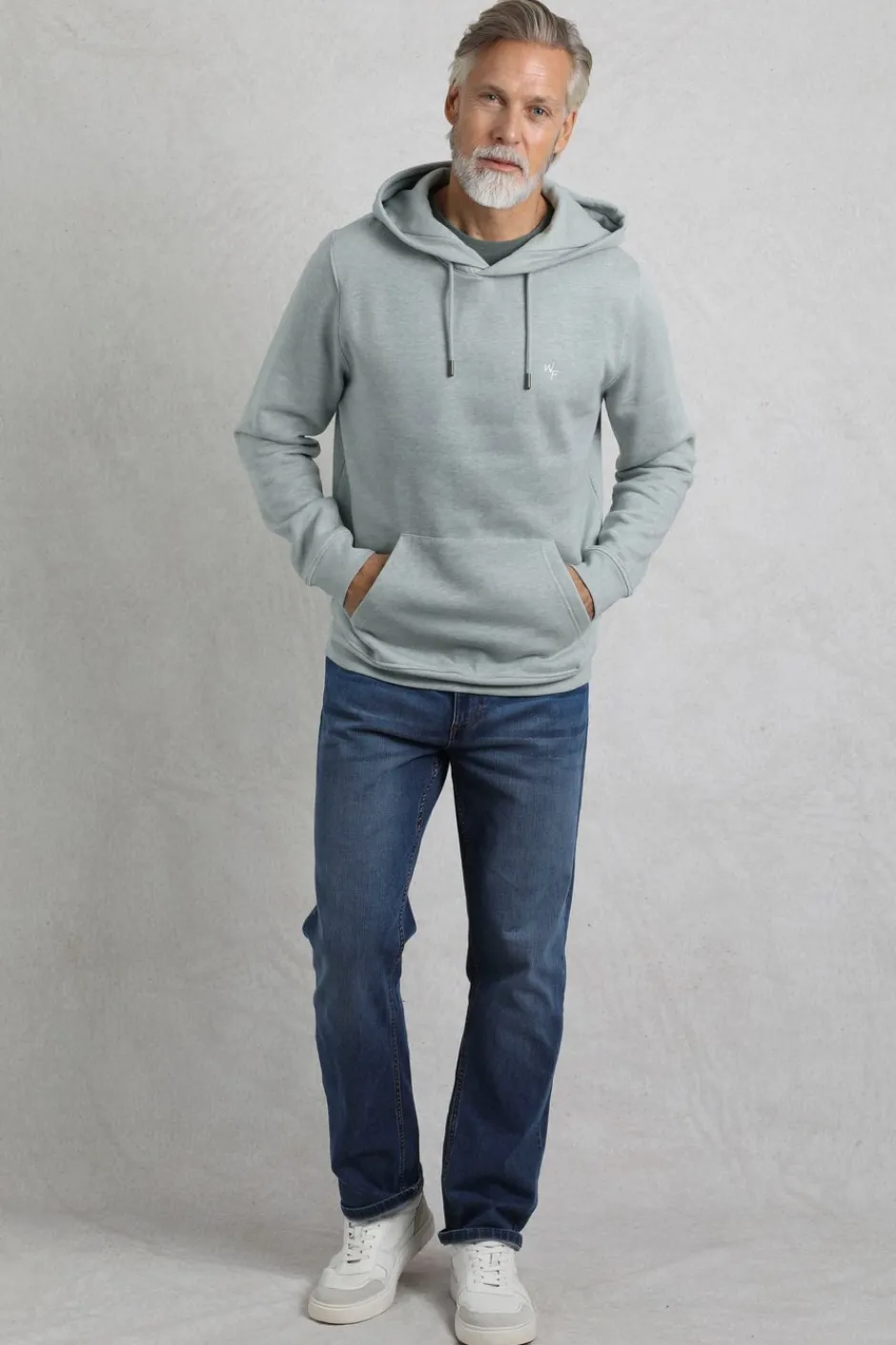 Weird Fish Sweatshirts & Hoodies|Hugo Eco Branded Popover Hoodie Grey Marl