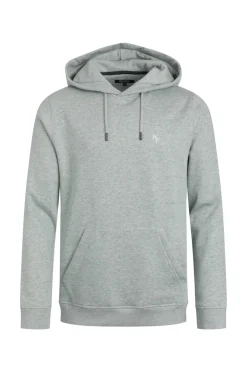 Weird Fish Sweatshirts & Hoodies|Hugo Eco Branded Popover Hoodie Grey Marl