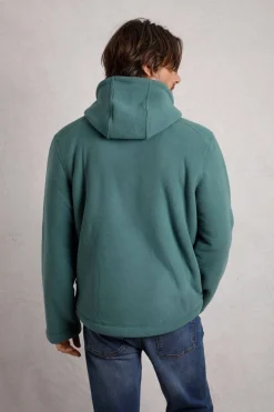 Weird Fish Sweatshirts & Hoodies|Inglewood Button Neck Grid Fleece Hoodie Ivy