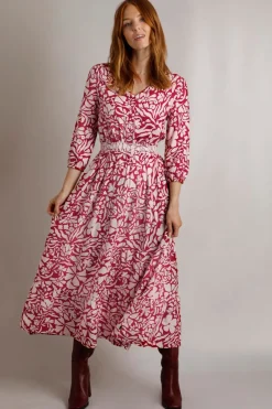 Weird Fish Dresses|Isha LivaEco™ Printed Viscose Dress Antique Cherry