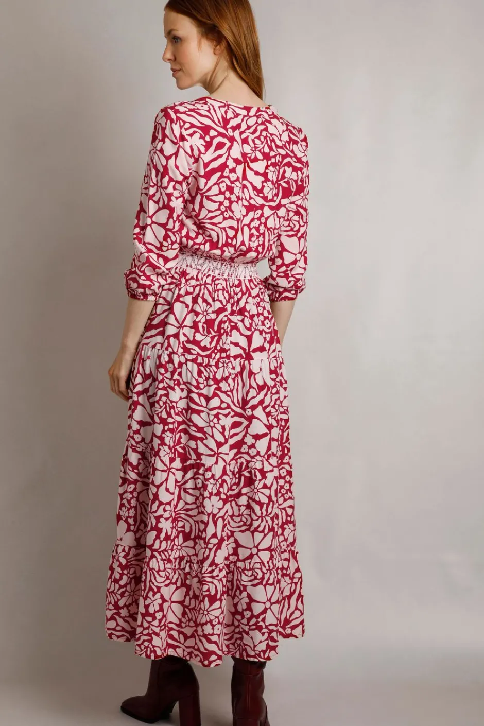 Weird Fish Dresses|Isha LivaEco™ Printed Viscose Dress Antique Cherry