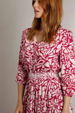 Weird Fish Dresses|Isha LivaEco™ Printed Viscose Dress Antique Cherry