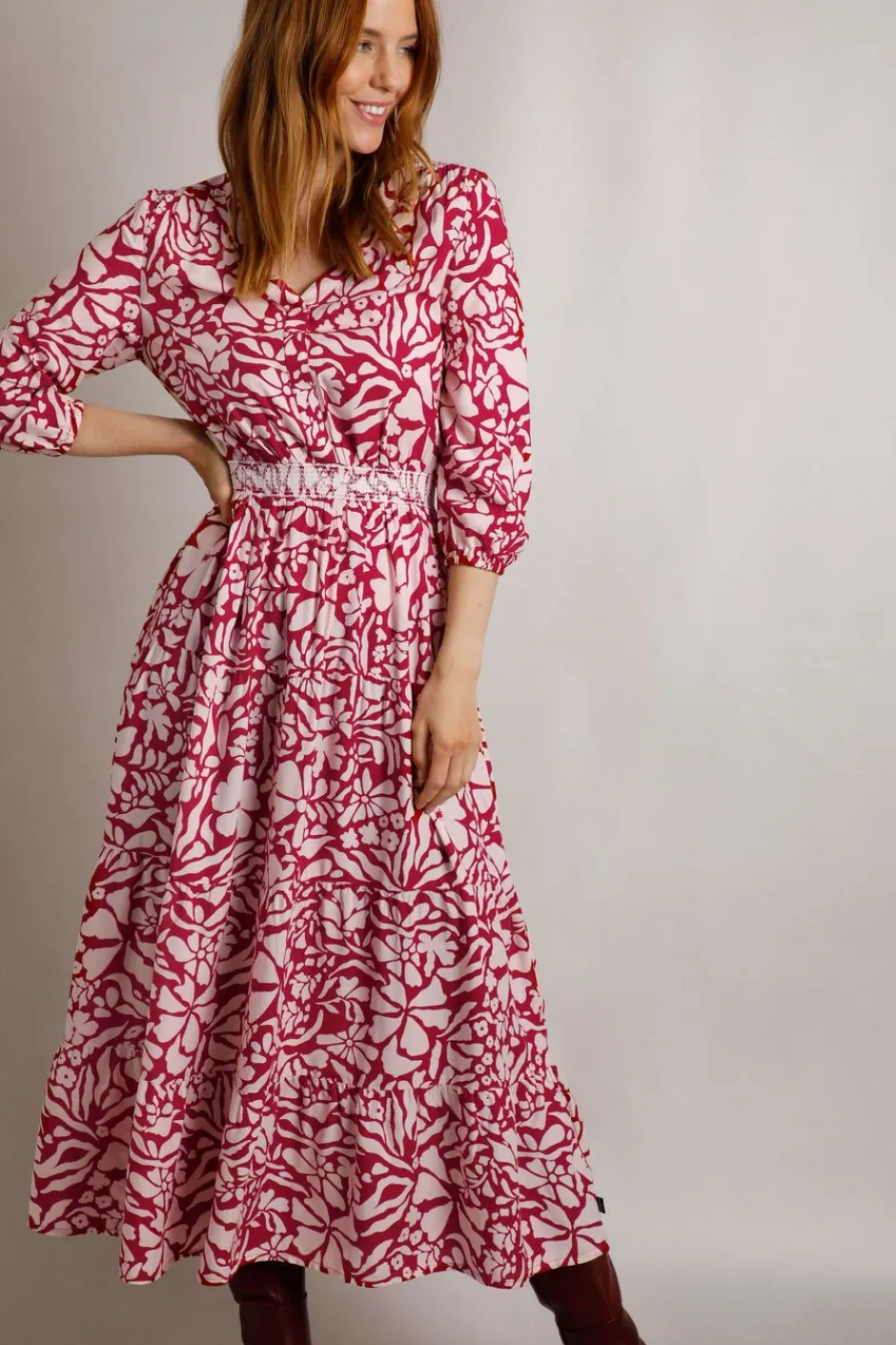 Weird Fish Dresses|Isha LivaEco™ Printed Viscose Dress Antique Cherry