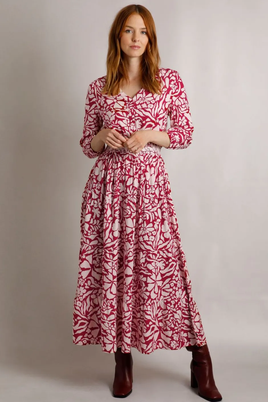 Weird Fish Dresses|Isha LivaEco™ Printed Viscose Dress Antique Cherry