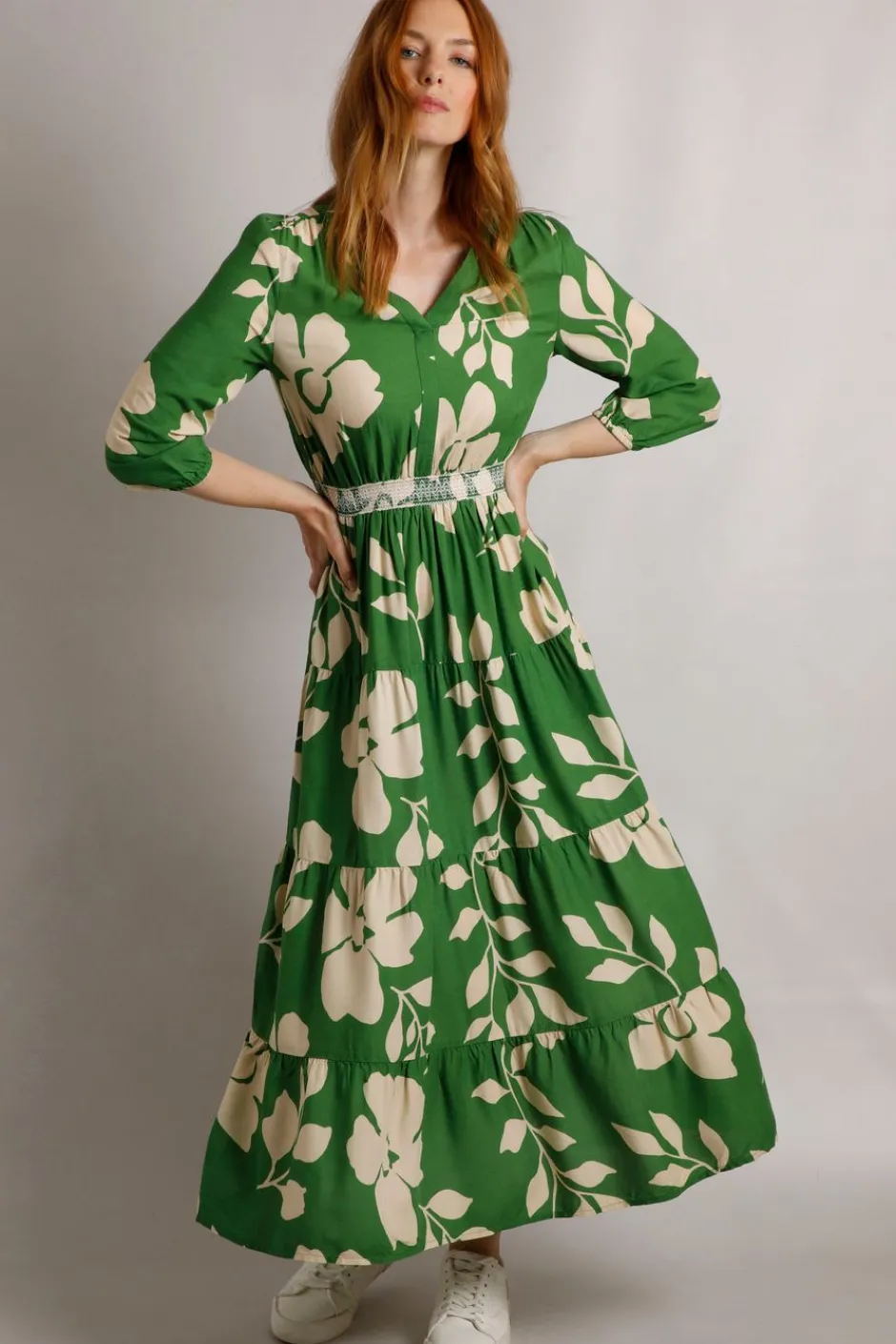 Weird Fish Dresses|Isha LivaEco™ Printed Viscose Dress Moss Green