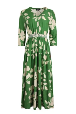 Weird Fish Dresses|Isha LivaEco™ Printed Viscose Dress Moss Green
