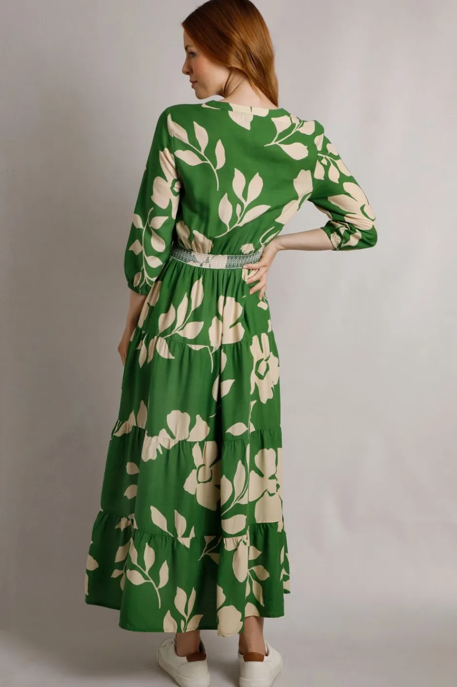 Weird Fish Dresses|Isha LivaEco™ Printed Viscose Dress Moss Green
