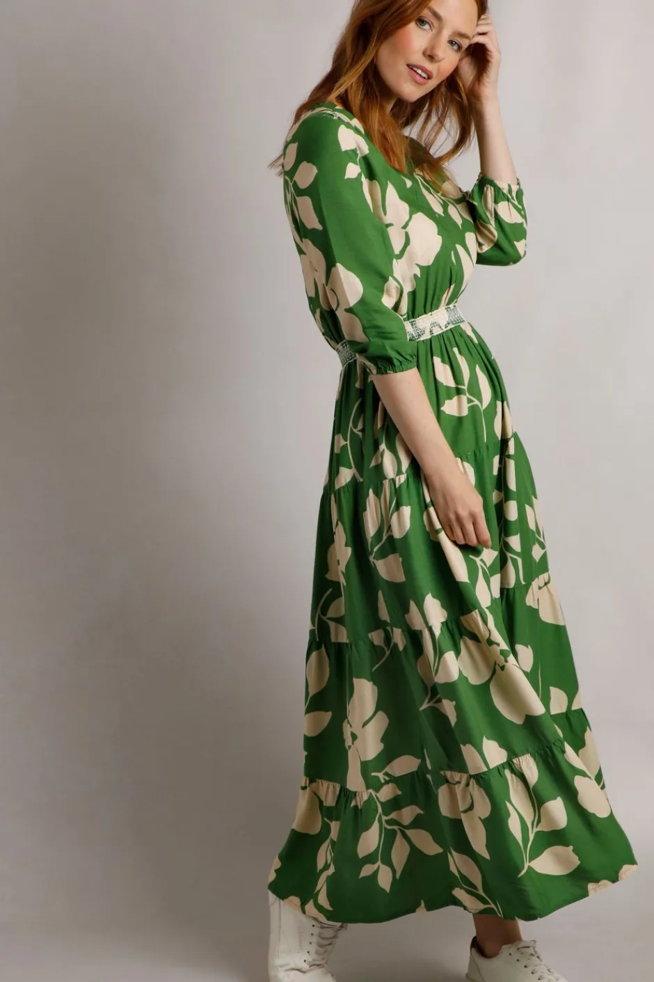 Weird Fish Dresses|Isha LivaEco™ Printed Viscose Dress Moss Green