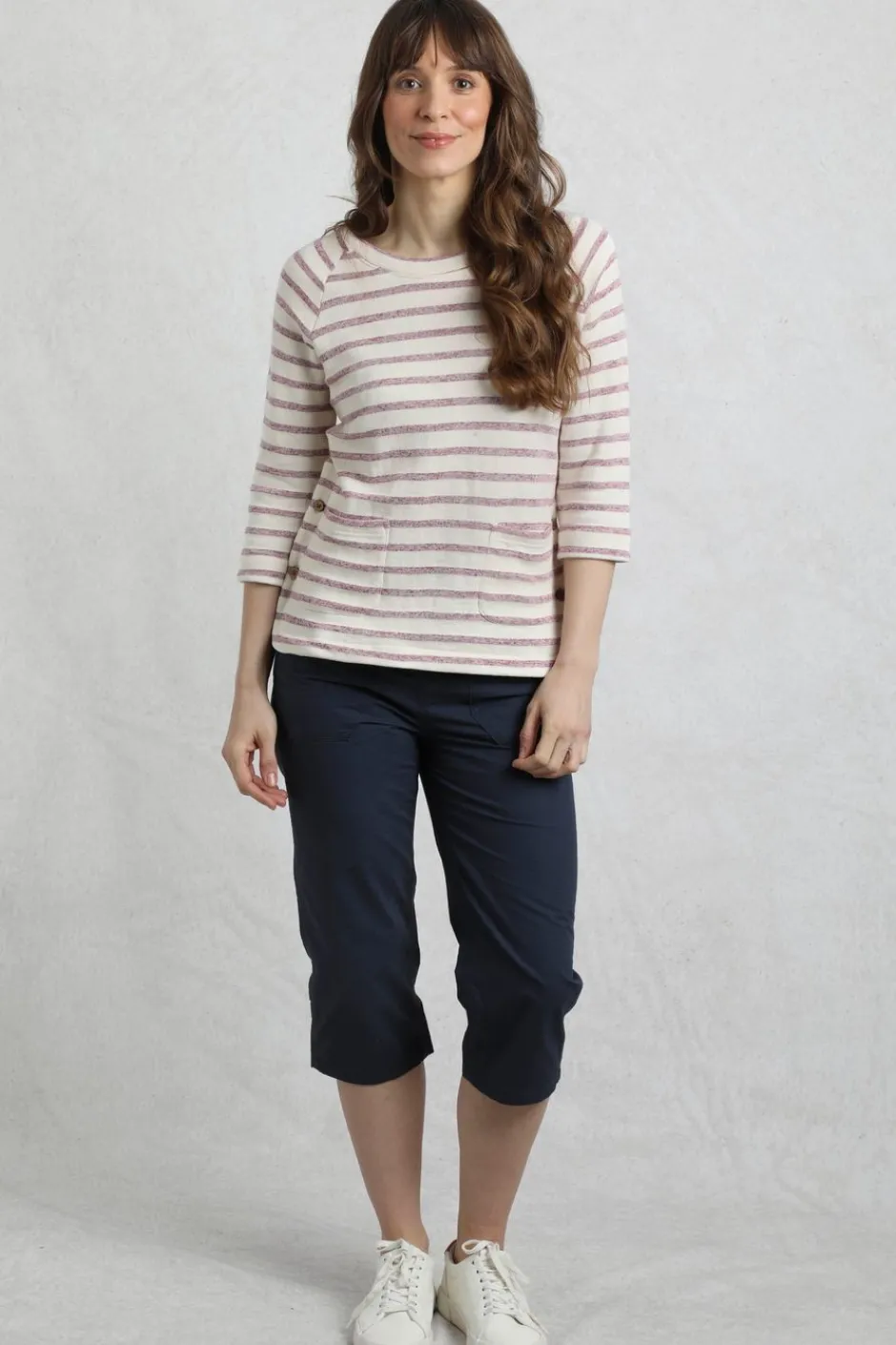 Weird Fish Tunics|Tops & T-Shirts|Ives Loopback Stripe Tunic Top Dark Raspberry