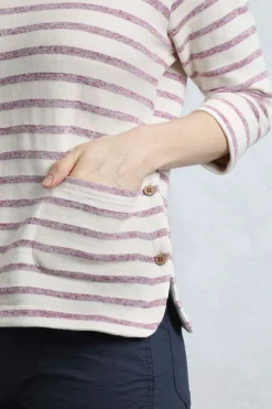 Weird Fish Tunics|Tops & T-Shirts|Ives Loopback Stripe Tunic Top Dark Raspberry